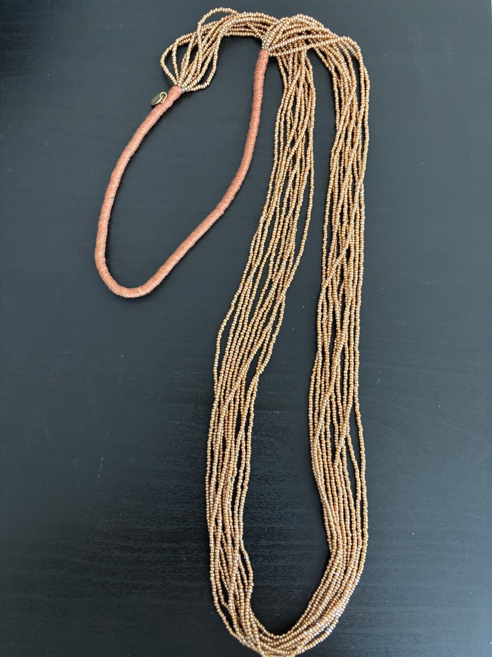 Chan Luu Seed Beads Long Necklace Multistrand Brown